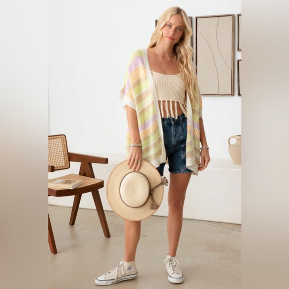 Color Knitted Open Front Cardigan - Picture 4 of 7